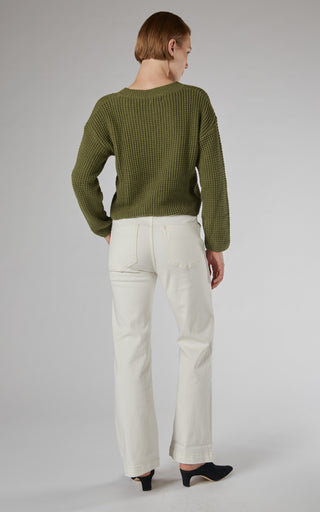 Lulu Khaki Cotton Sweater | DRICOPER DENIM