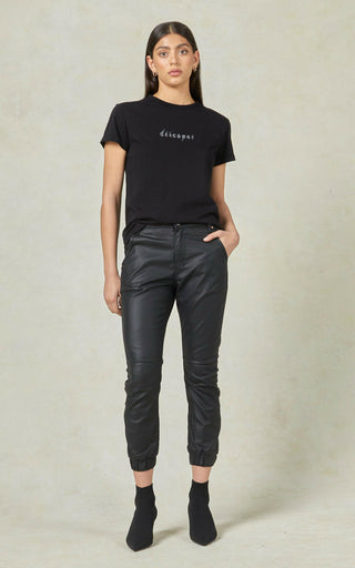 Coated Denim Black Cuffed Jeans | DRICOPER DENIM