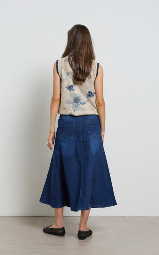 Abby Indigo Blue Flare Skirt