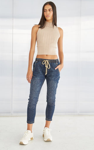 Active Crystal Embellished Jeans | DRICOPER DENIM