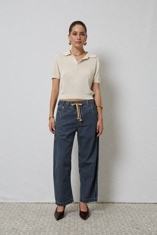 Active Indigo Stripe Barrel Jeans