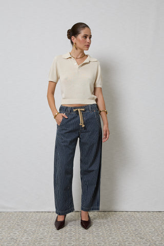 Active Indigo Stripe Barrel Jeans