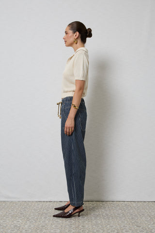 Active Indigo Stripe Barrel Jeans
