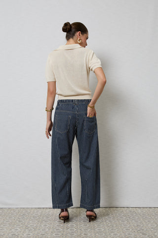 Active Indigo Stripe Barrel Jeans