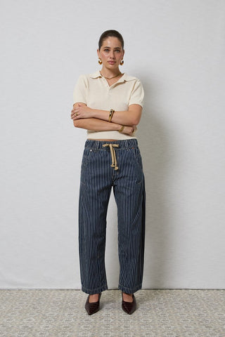 Active Indigo Stripe Barrel Jeans  DRICOPER DENIM Joggers.