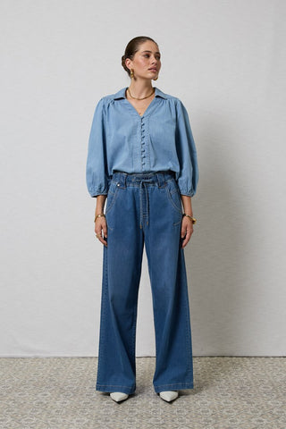 Marlowe Coastal Blue Denim Shirt  DRICOPER DENIM Blouse/Top.
