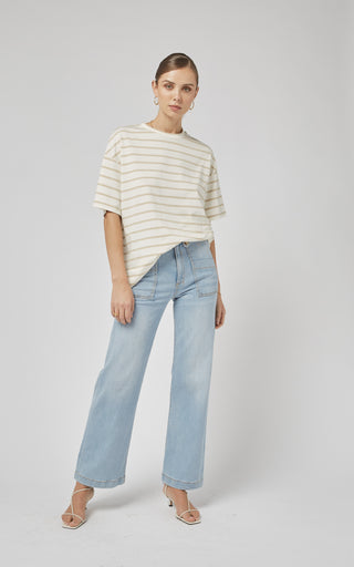 Amy Beige Stripe Tee  DRICOPER DENIM T-Shirts.