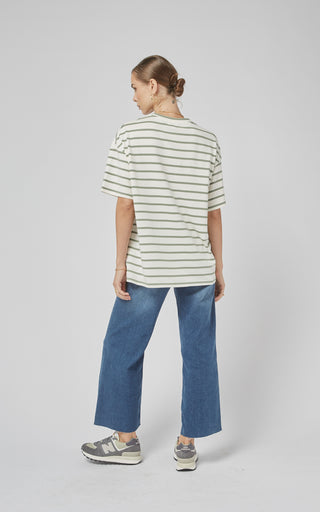 Amy Oil Green Stripe Tee | DRICOPER DENIM