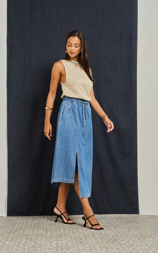 Asymmetrical Pia Rodeo Blue Skirt  DRICOPER DENIM Skirt.