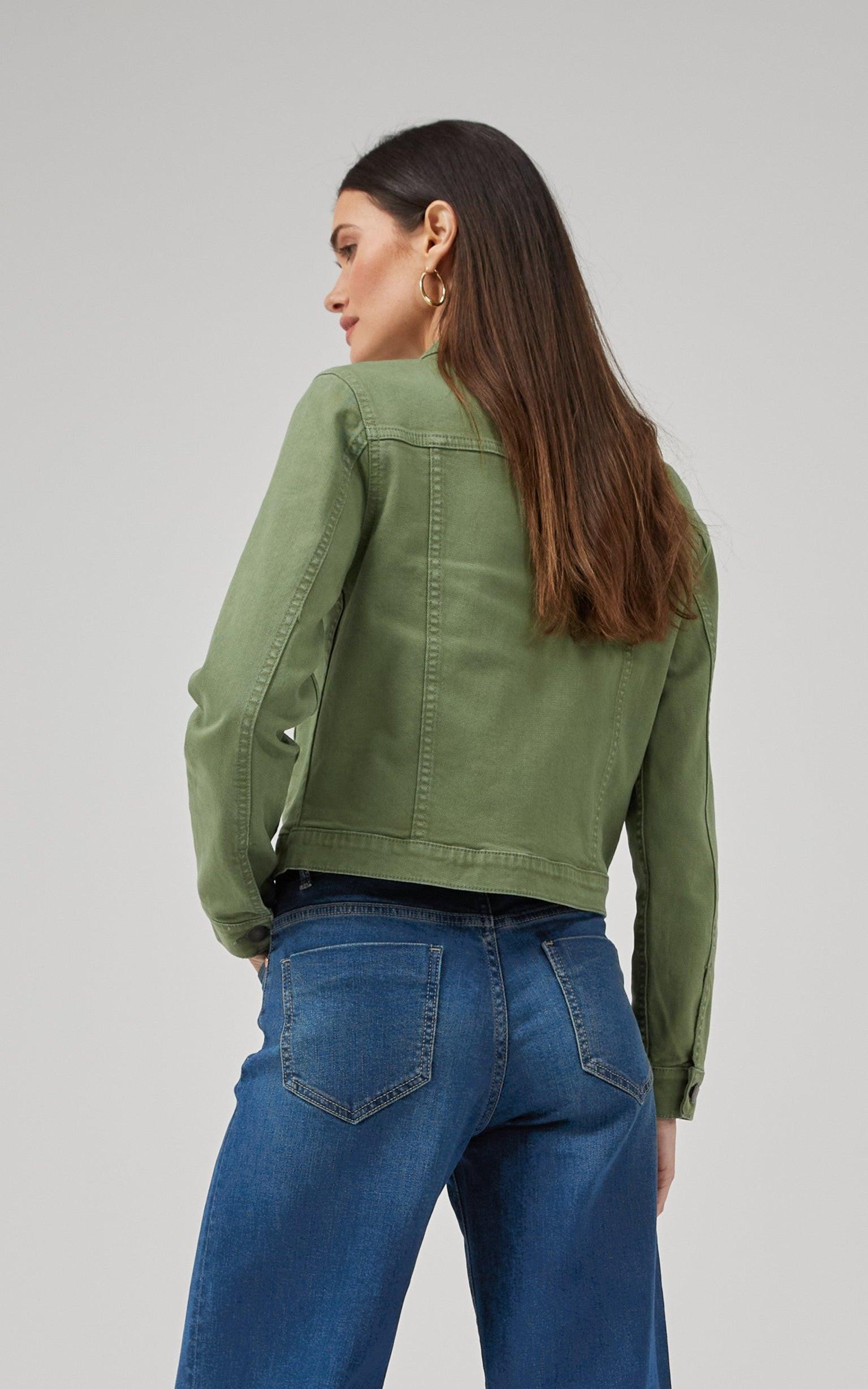 Elonnie Women Denim Oil Green Jacket | DRICOPER DENIM