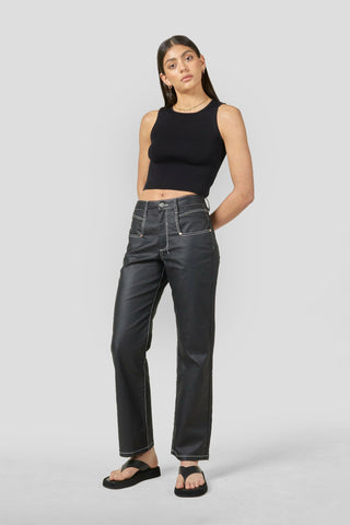 Betzy Coated Denim Black Jeans  DRICOPER DENIM Wide Leg Jeans.
