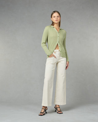 Carrie Cream Wide Straight Leg Jeans