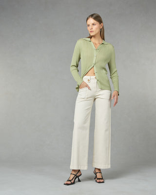 Carrie Cream Wide Straight Leg Jeans