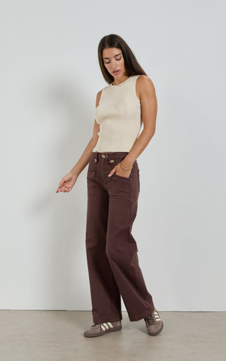 Carrie French Roast Wide Straight Leg Jeans