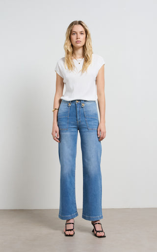 Carrie Rodeo Blue Wide Straight Leg Jeans