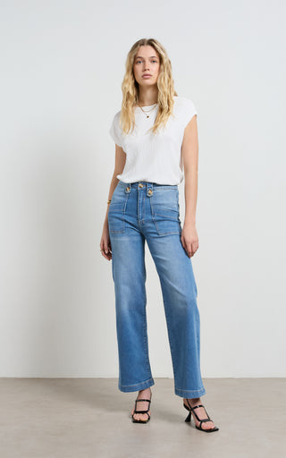 Carrie Rodeo Blue Wide Straight Leg Jeans