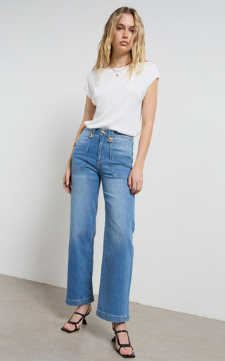 Carrie Rodeo Blue Wide Straight Leg Jeans