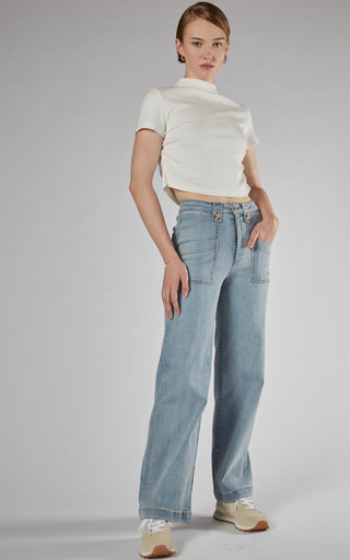 Carrie Sunbleached Wide Straight Leg Jeans | DRICOPER DENIM
