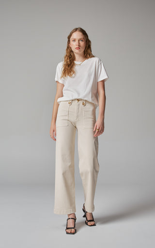 Carrie Cream Wide Straight Leg Jeans