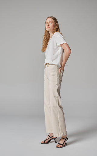 Carrie Cream Wide Straight Leg Jeans