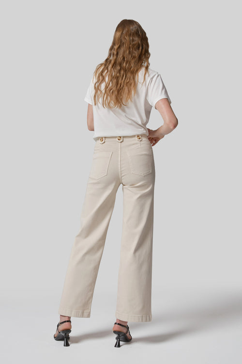 Carrie Cream Wide Straight Leg Jeans