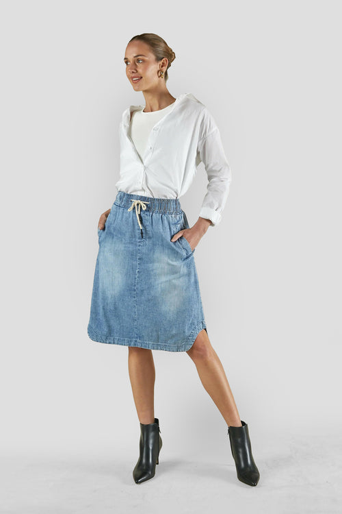 Cecil Sunbleached Denim Skirt
