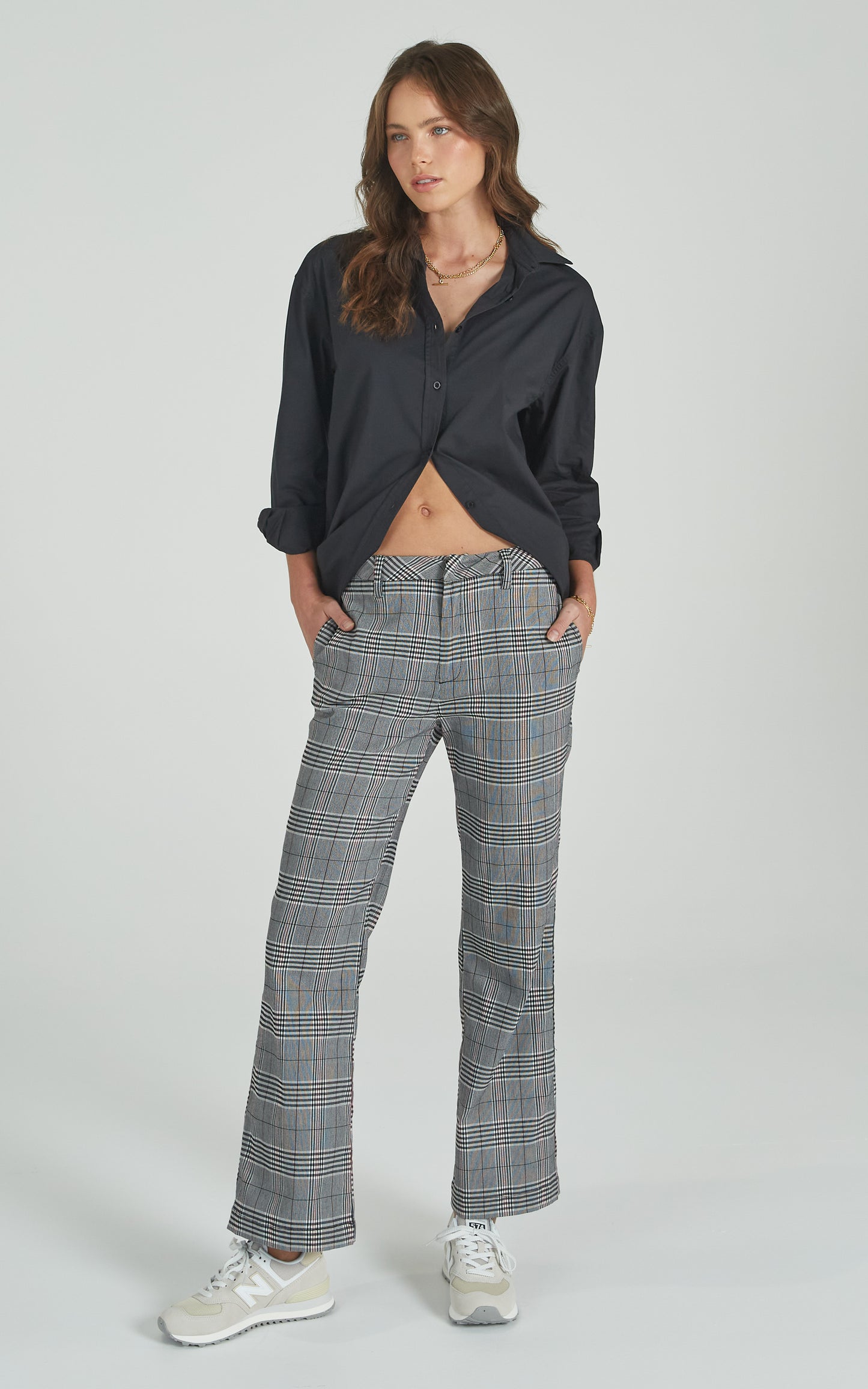 Check Kick Flare Trousers