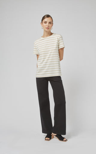 Clare Beige Stripe Tee | DRICOPER DENIM