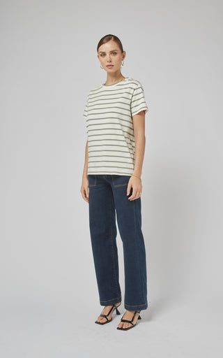 Clare Oil Green Stripe Tee | DRICOPER DENIM