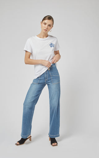 Clare White FL Printed Tee  DRICOPER DENIM T-Shirts.