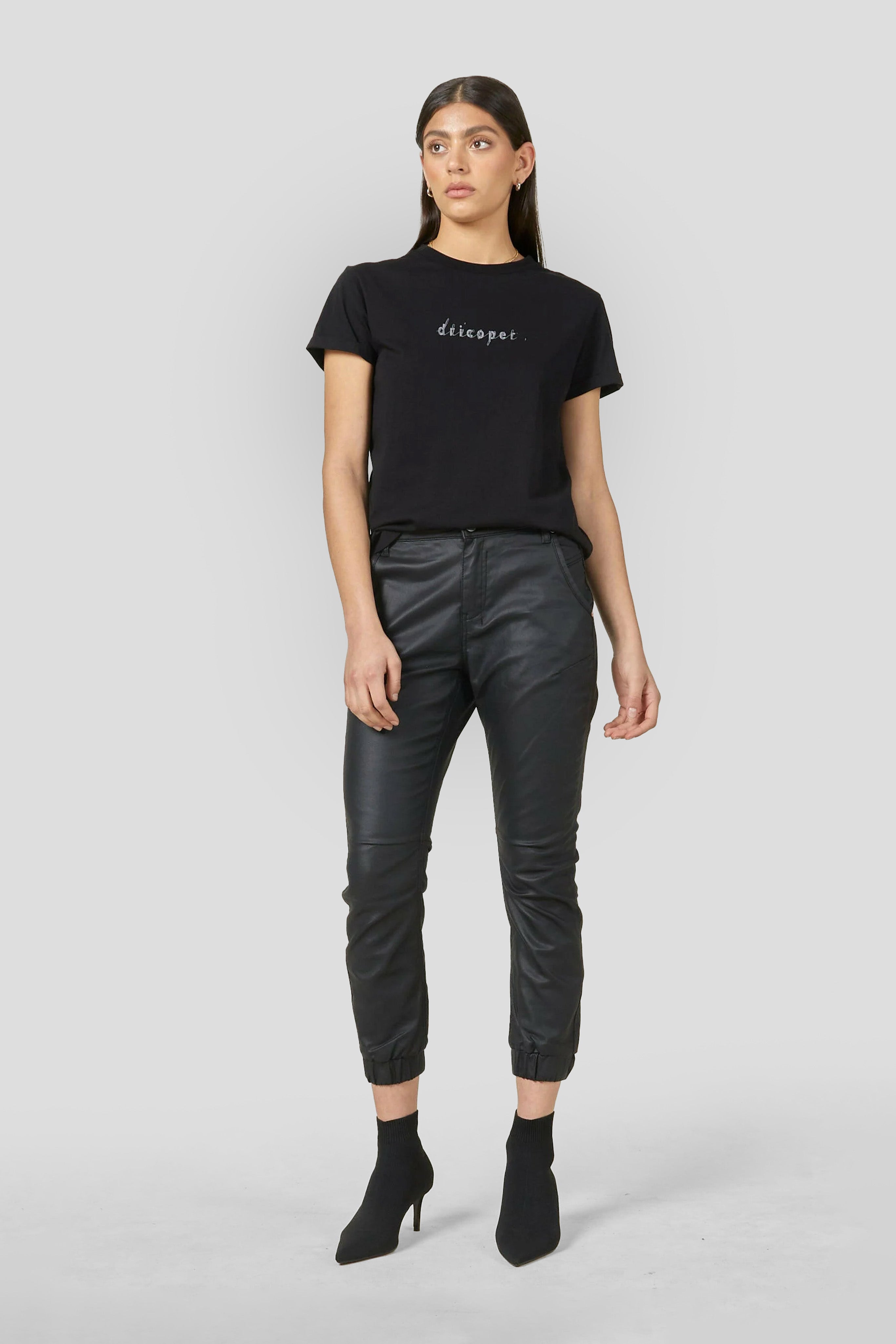 Coated Denim Black Cuffed Jeans DRICOPER DENIM - Main Image