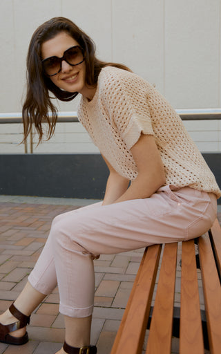 Cora Ivory Knit Short Sleeve Top