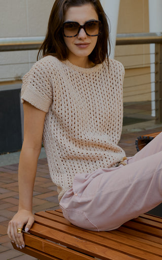 Cora Ivory Knit Short Sleeve Top