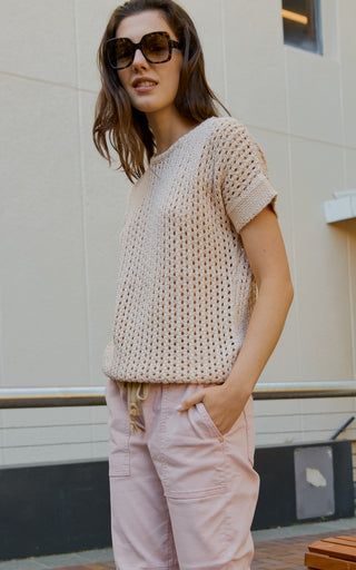 Cora Ivory Knit Short Sleeve Top