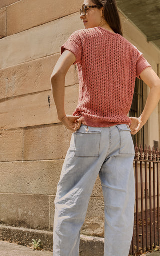 Cora Rust Knit Short Sleeve Top