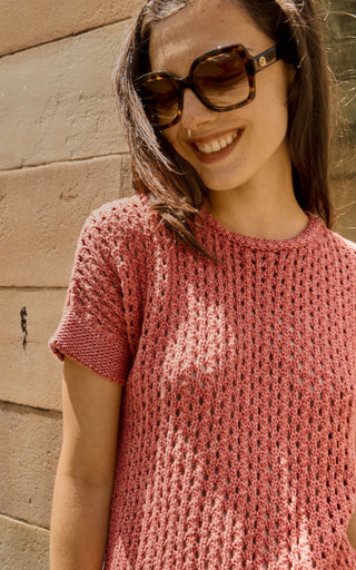 Cora Rust Knit Short Sleeve Top