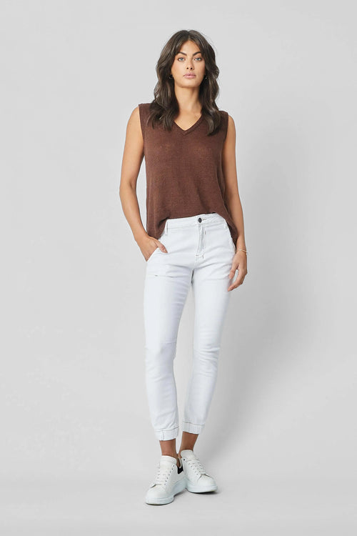 Cuffed White Jeans