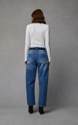 Dina Rodeo Blue Cropped Barrel Jeans