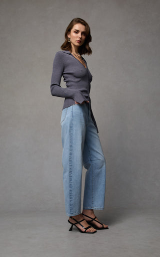 Dina Sunbleach Cropped Barrel Jeans