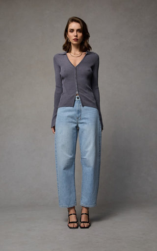 Dina Sunbleach Cropped Barrel Jeans