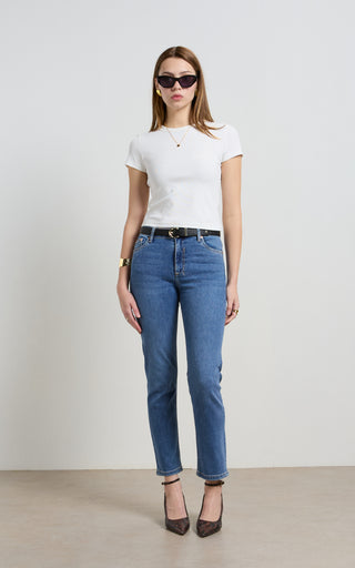 Della Pacific Blue Slim Straight Leg Jeans