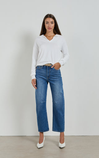 Dina Rodeo Blue Cropped Barrel Jeans