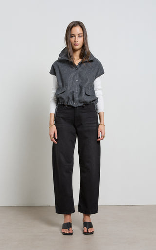 Dina Black Cropped Barrel Jeans