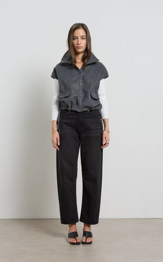 Dina Black Cropped Barrel Jeans