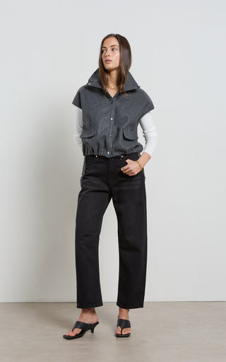 Dina Black Cropped Barrel Jeans