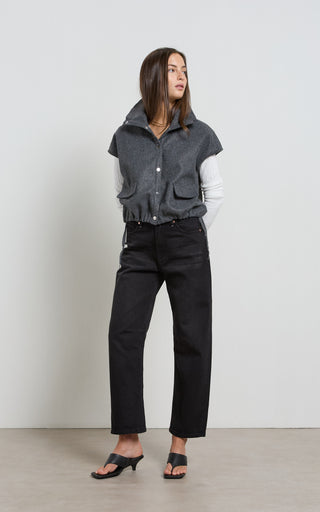 Dina Black Cropped Barrel Jeans