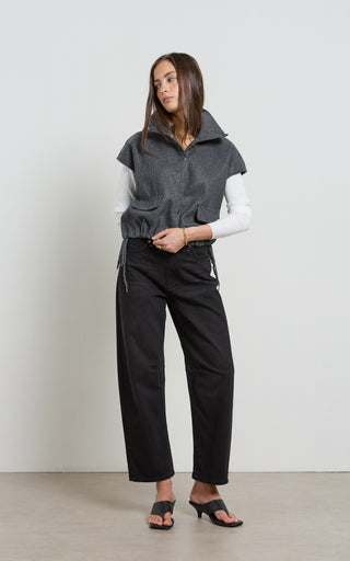Dina Black Cropped Barrel Jeans