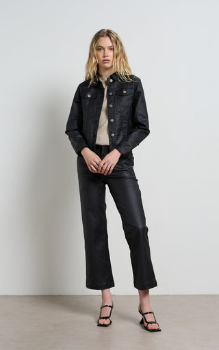 Dita Coated Denim Black Jacket