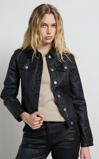 Dita Coated Denim Black Jacket