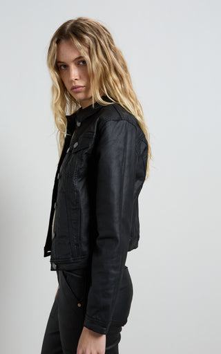 Dita Coated Denim Black Jacket